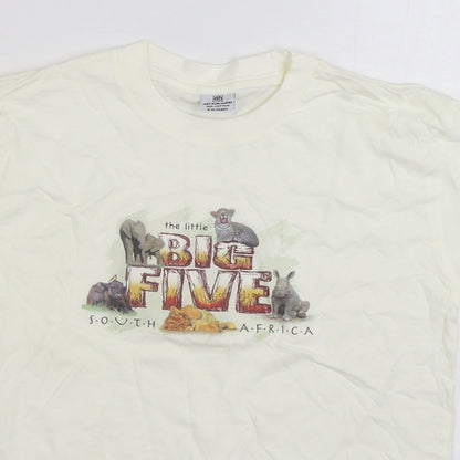 Art Published Boys White 100% Cotton Basic T-Shirt Size 9-10 Years Round Neck Pullover