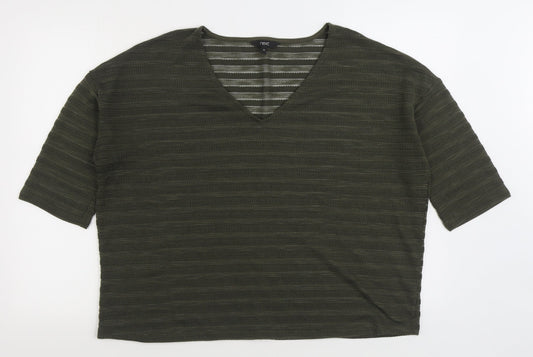 NEXT Womens Green V-Neck Acrylic Pullover Jumper Size 14