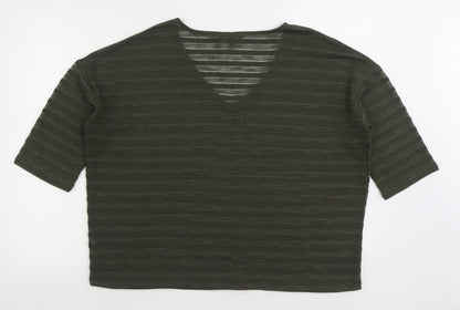 Next Womens Green V-Neck Acrylic Pullover Jumper Size 14