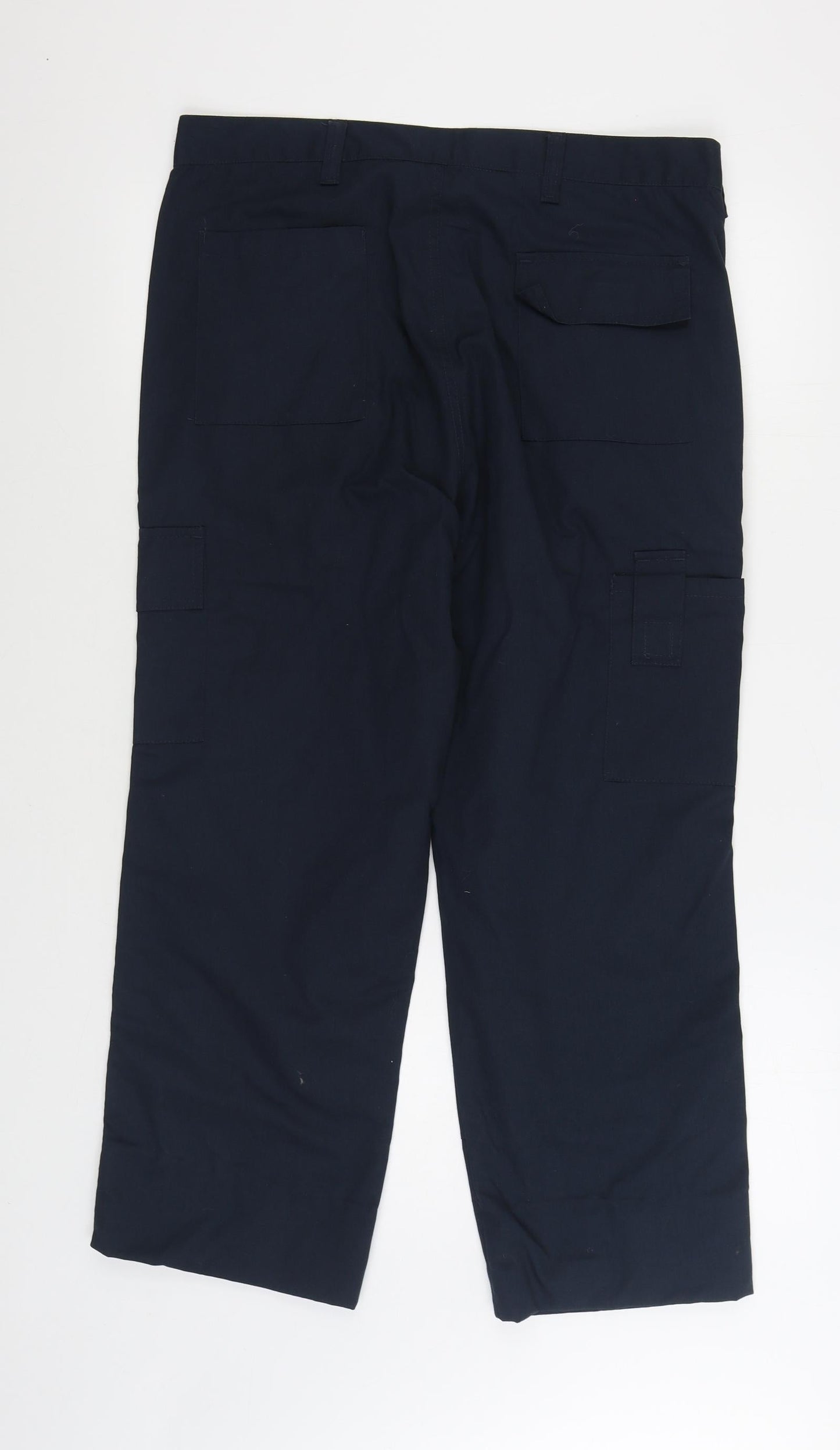 BWM Mens Blue Polyester Cargo Trousers Size 34 in L25 in Regular Zip