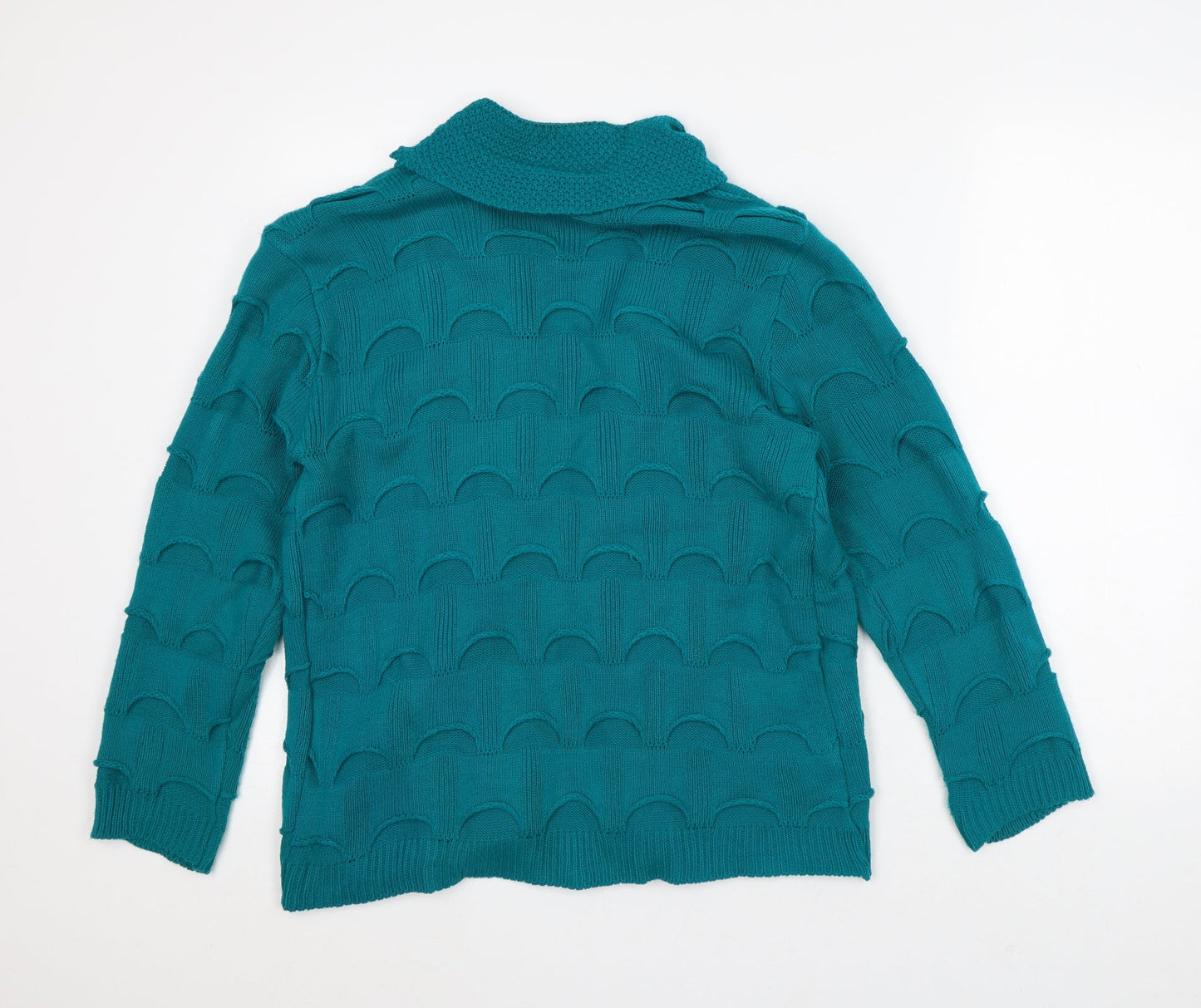 Glimpse Design Womens Green Round Neck Acrylic Cardigan Jumper Size L