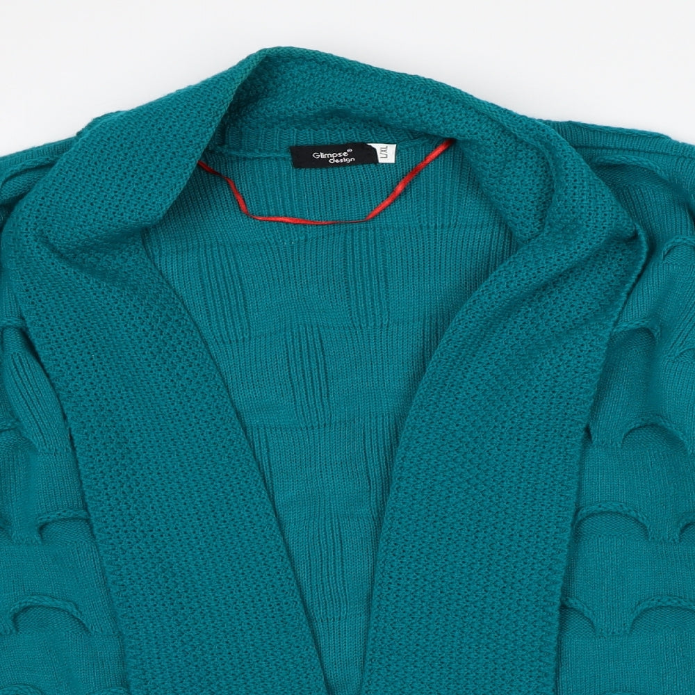 Glimpse Design Womens Green Round Neck Acrylic Cardigan Jumper Size L