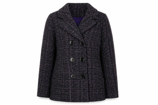 Classics Womens Purple Plaid Overcoat Coat Size 14