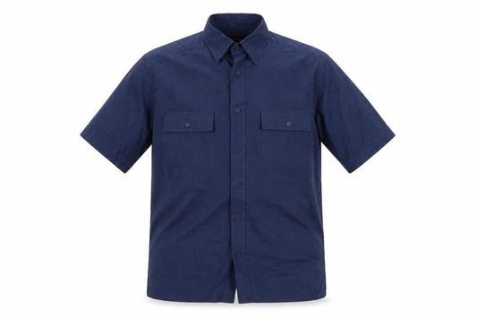 F&F Mens Blue Geometric Polyester Button-Up Size L Collared