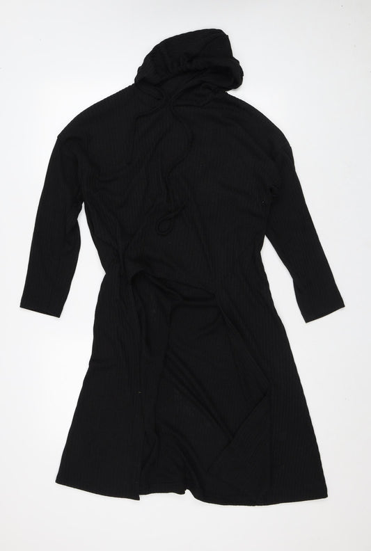 Preworn Womens Black High Neck Polyester Cardigan Jumper Size M - 2-in-1