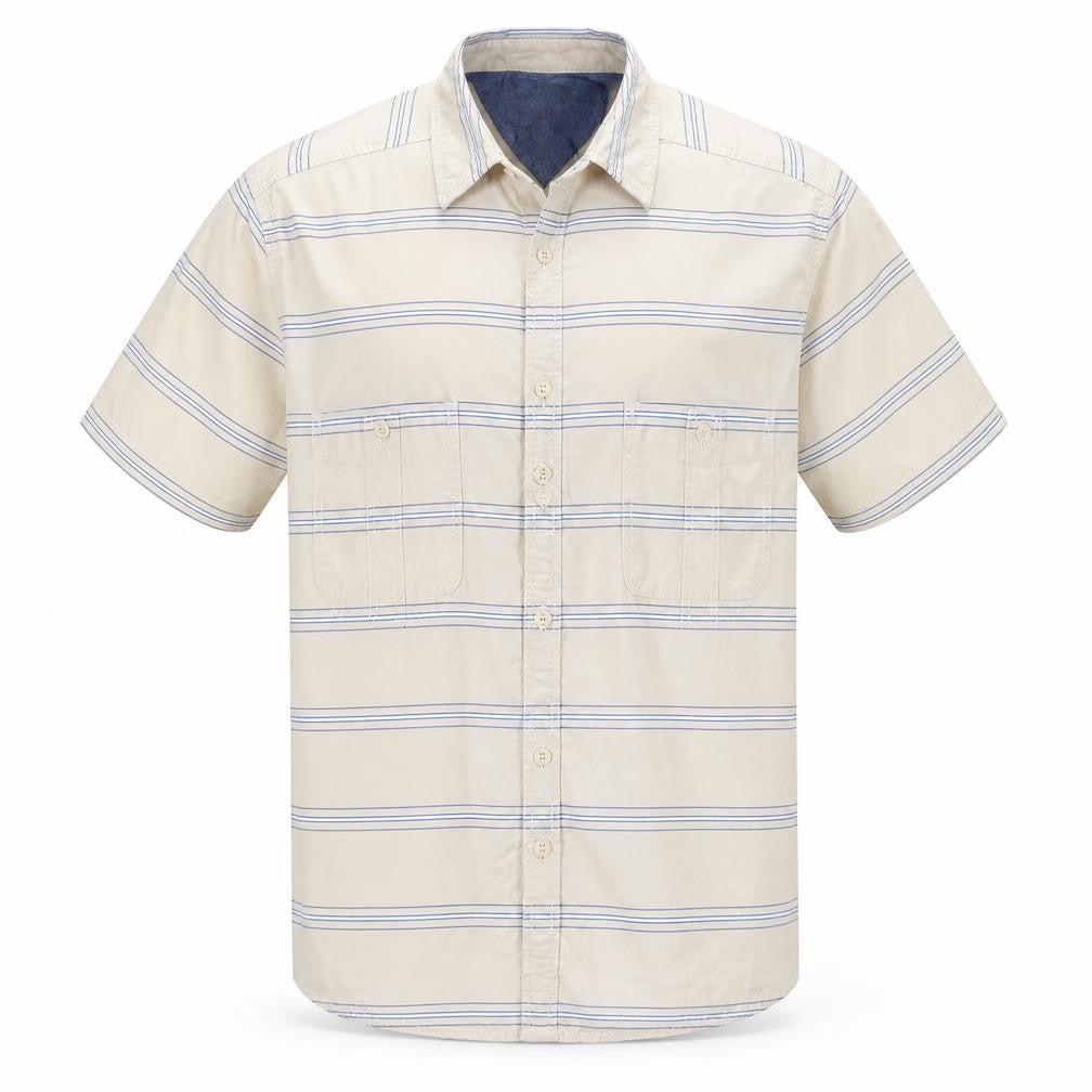NEXT Mens Yellow Striped Cotton Button-Up Size L Collared