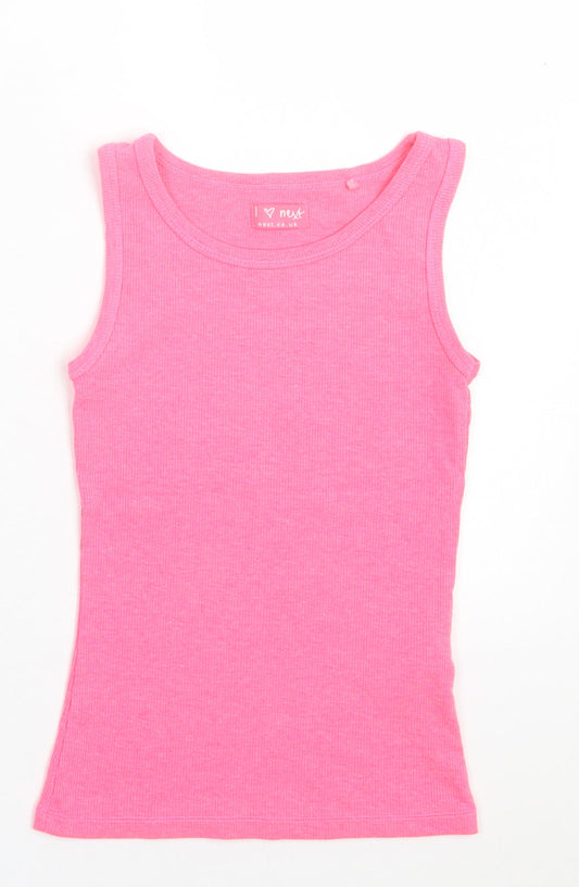 NEXT Girls Pink Cotton Basic Tank Size 6 Years Crew Neck Pullover