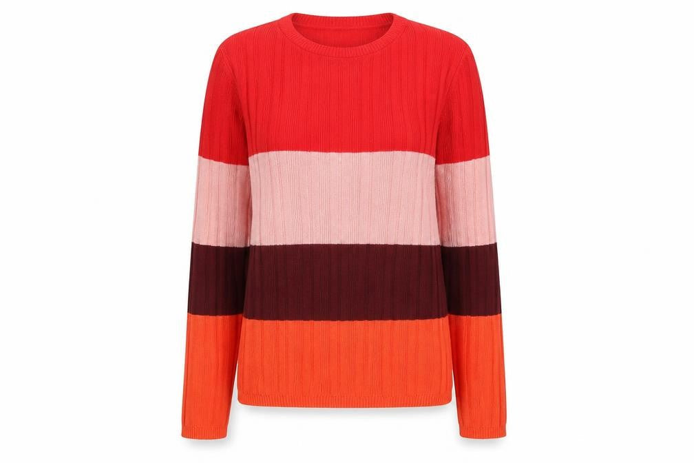 Primark Womens Multicoloured Crew Neck Striped Polyester Pullover Jumper Size M