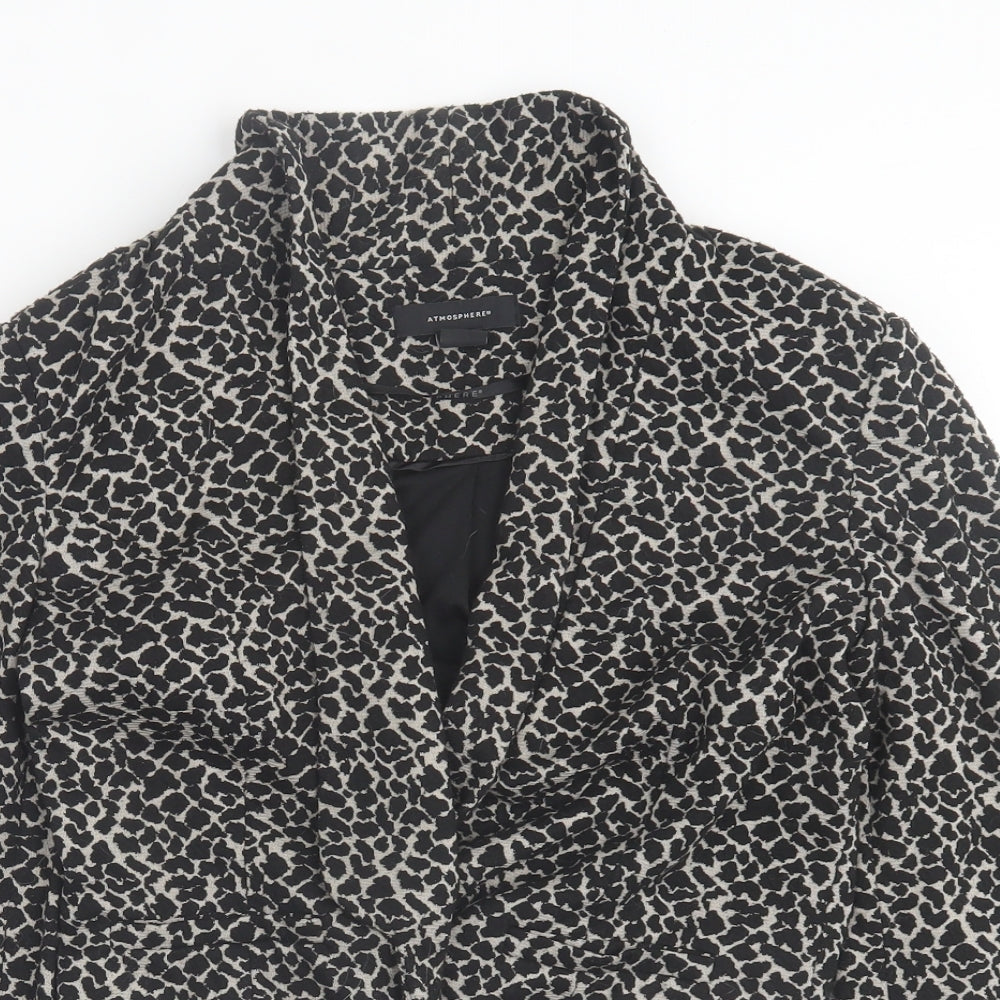 Atmosphere Womens Black Animal Print Jacket Size 12
