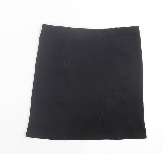 Topshop Womens Black Polyester A-Line Skirt Size 6