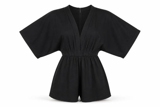 Topshop Womens Black Elastane Playsuit One-Piece Size 4 Pullover
