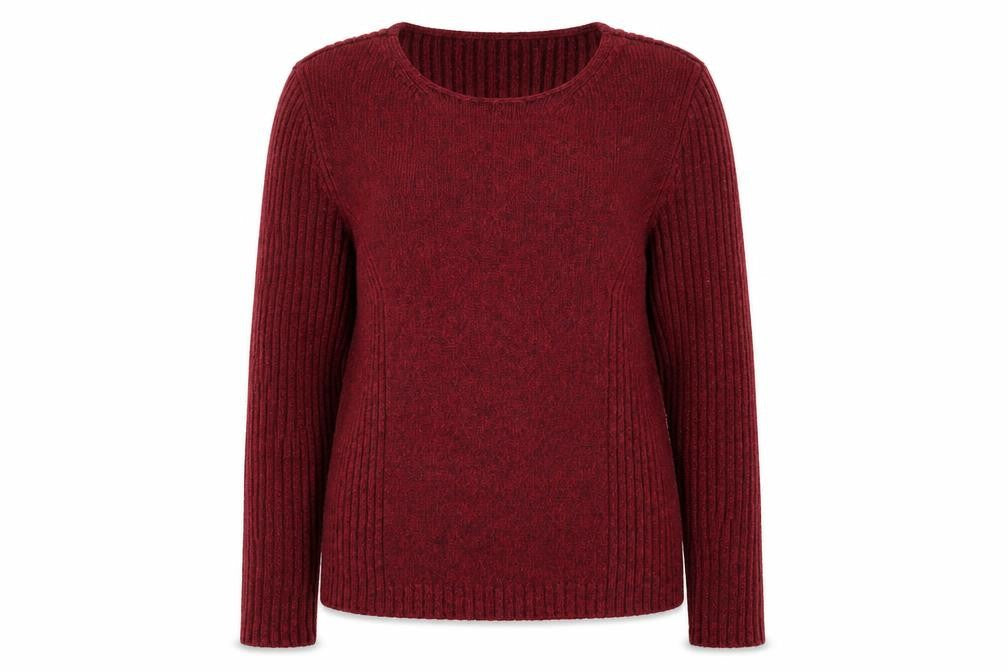 Liz Calborne Womens Red Crew Neck Cotton Pullover Jumper Size M