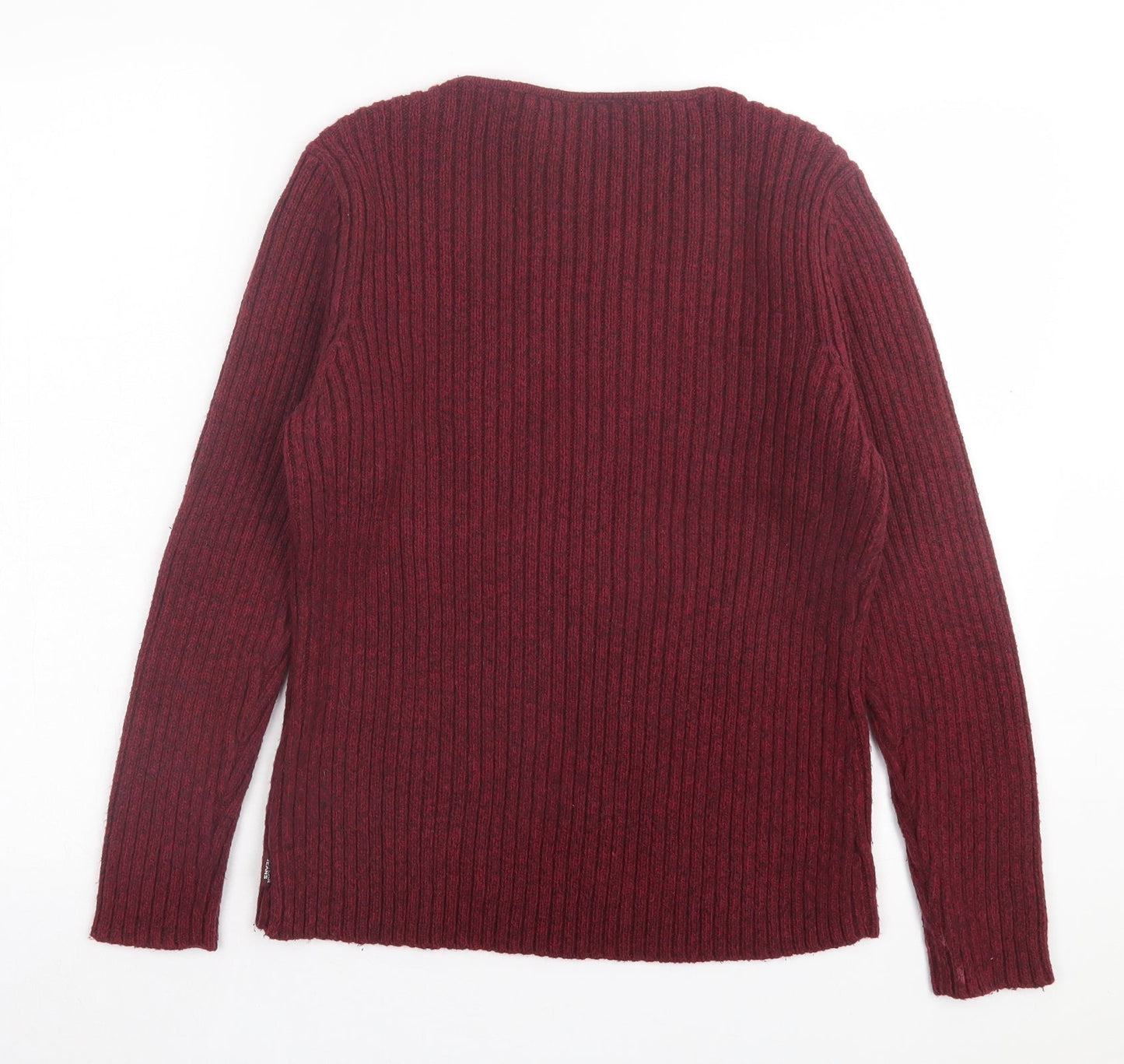 Liz Calborne Womens Red Crew Neck Cotton Pullover Jumper Size M