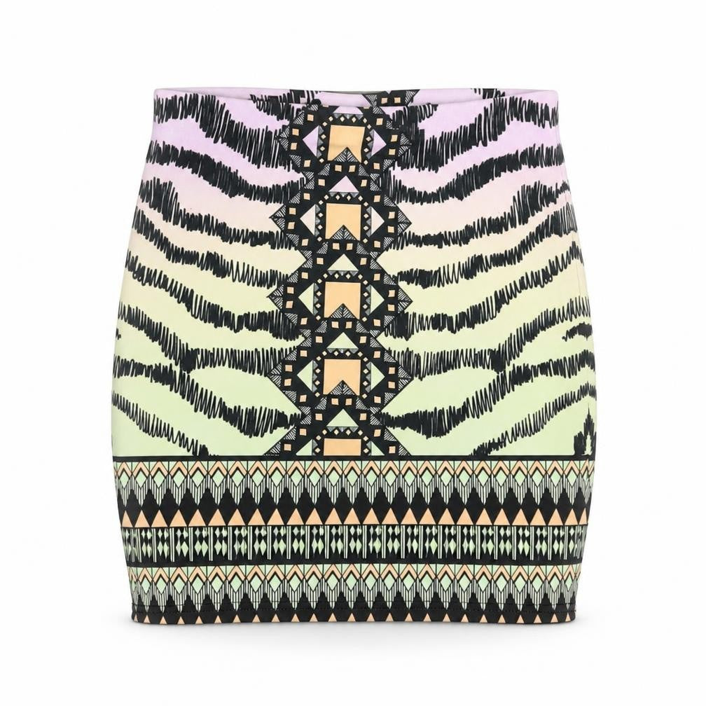 River Island Womens Multicoloured Geometric Polyester A-Line Skirt Size 8