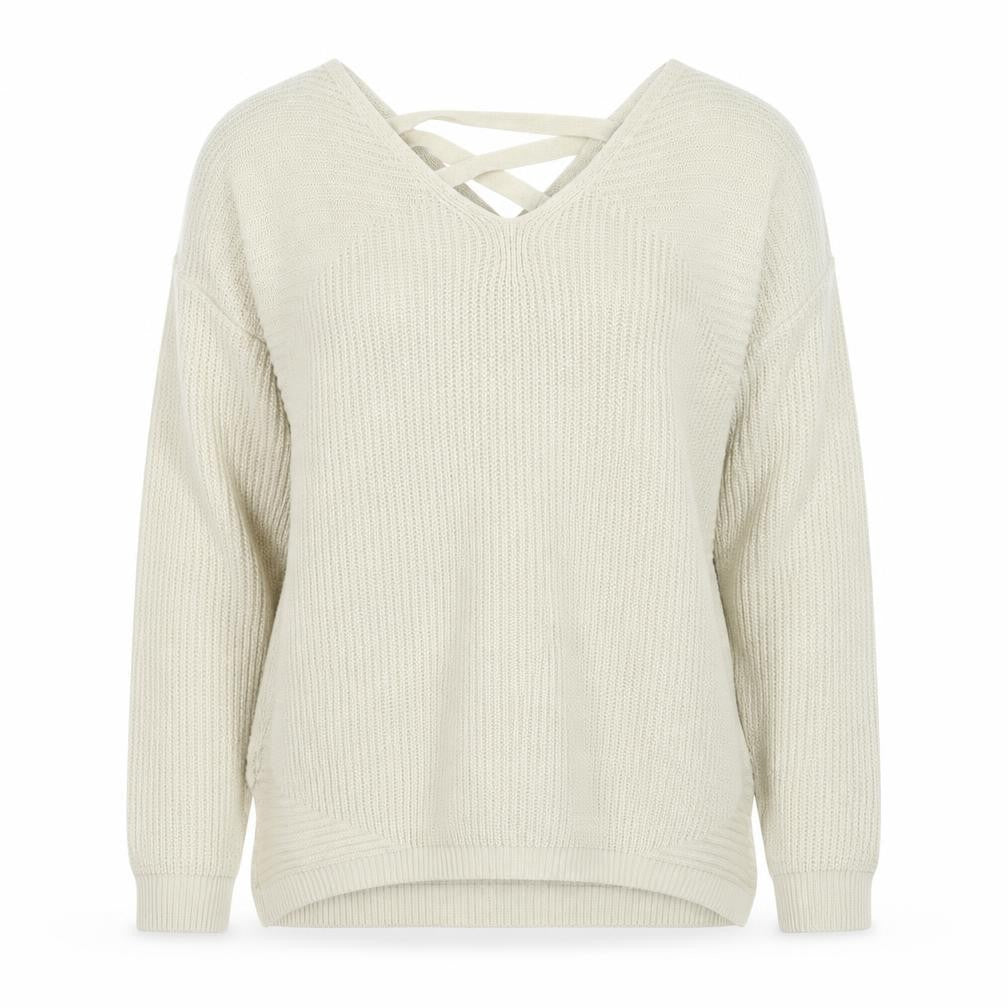 NEXT Womens Beige V-Neck Acrylic Pullover Jumper Size 8