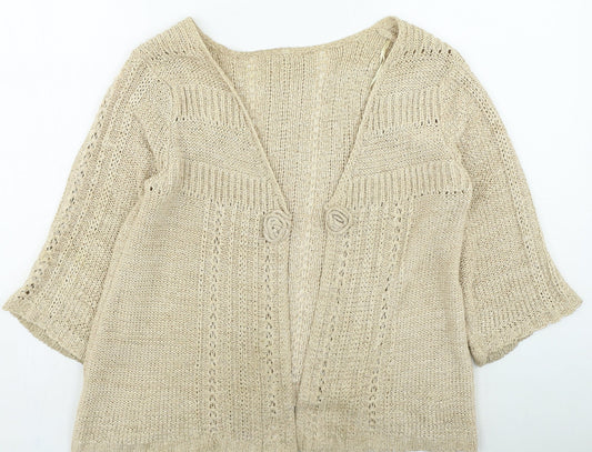 Evie Womens Brown Round Neck Acrylic Cardigan Jumper Size 14