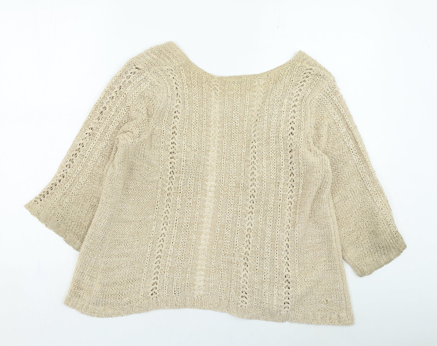 Evie Womens Brown Round Neck Acrylic Cardigan Jumper Size 14