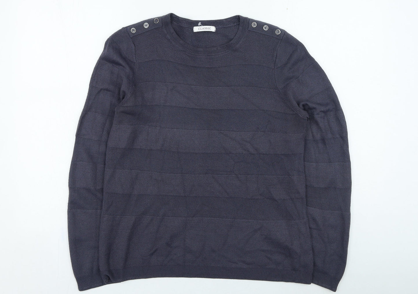 Marks and Spencer Womens Blue Round Neck Acrylic Pullover Jumper Size 12