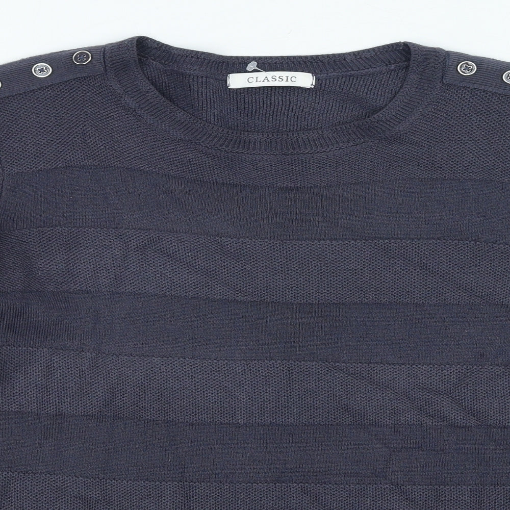 Marks and Spencer Womens Blue Round Neck Acrylic Pullover Jumper Size 12