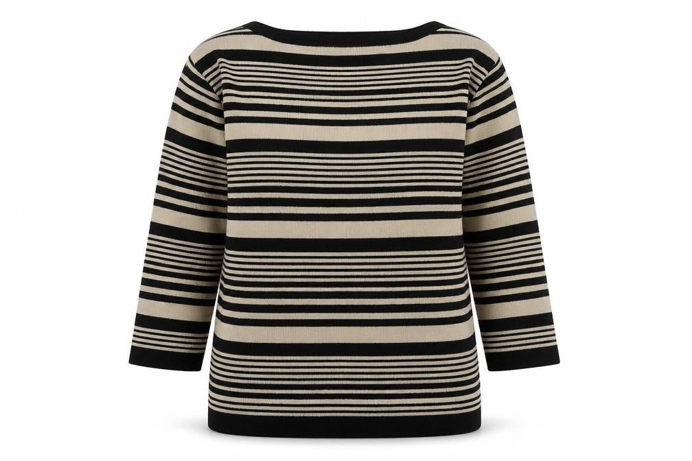 Bonmarché Womens Brown Round Neck Striped Viscose Pullover Jumper Size M