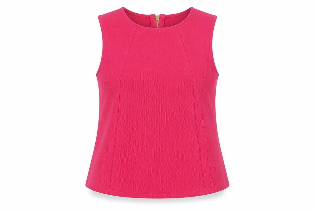 Topshop Womens Pink Polyester Basic Blouse Size 12 Round Neck