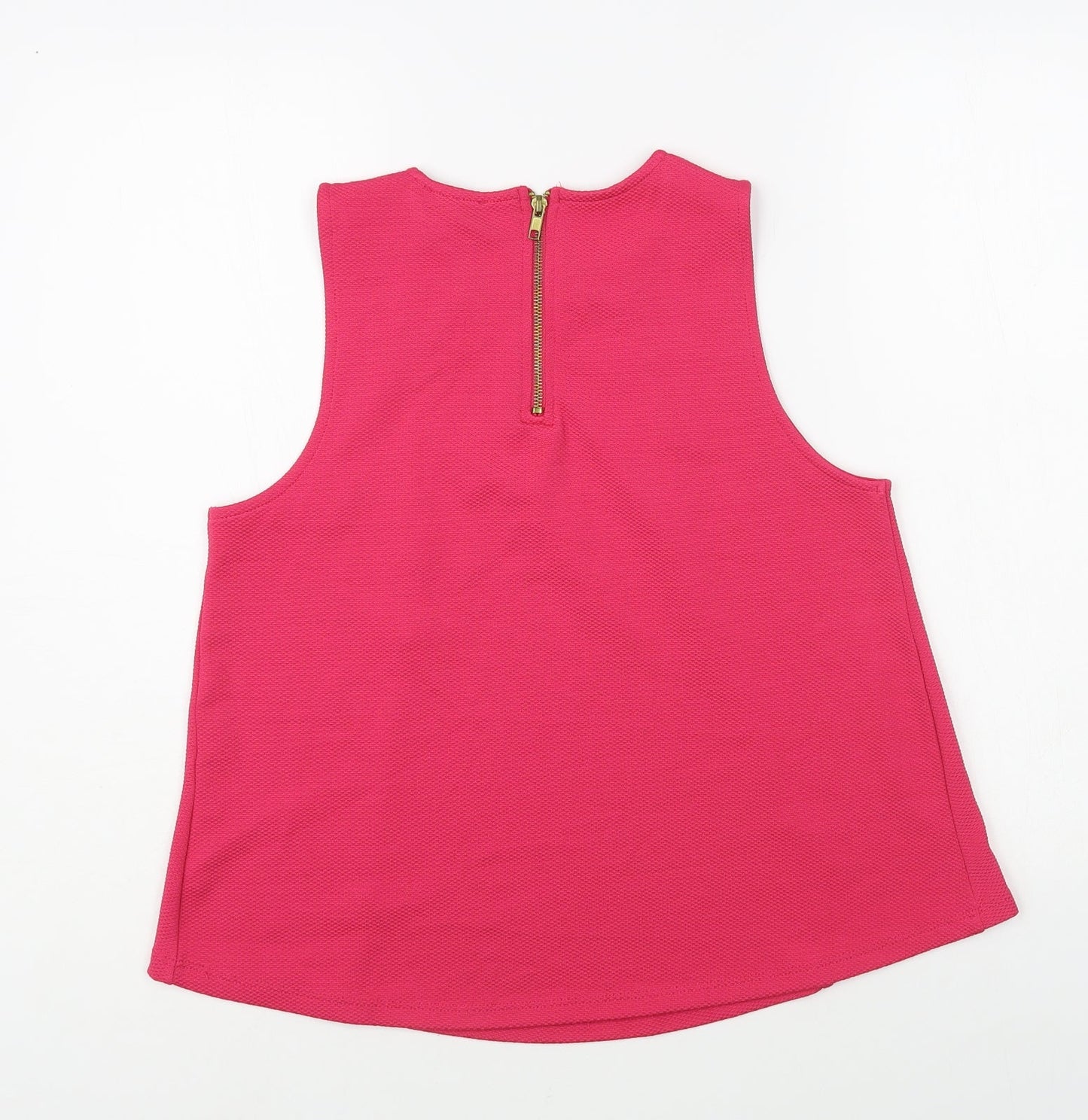 Topshop Womens Pink Polyester Basic Blouse Size 12 Round Neck