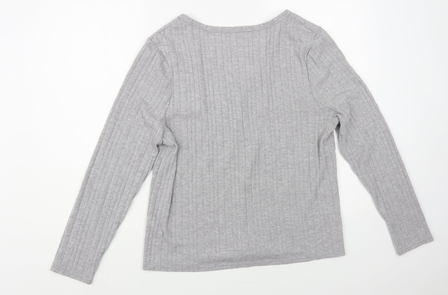Primark Womens Grey V-Neck Polyester Pullover Jumper Size L