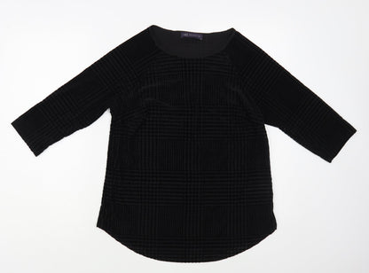 Preloved Marks and Spencer Womens Black Polyamide Basic Blouse Size 12 Boat Neck - Front