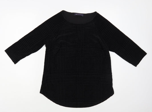 Marks and Spencer Womens Black Polyamide Basic Blouse Size 12 Boat Neck