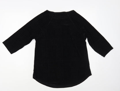Preloved Marks and Spencer Womens Black Polyamide Basic Blouse Size 12 Boat Neck - Back