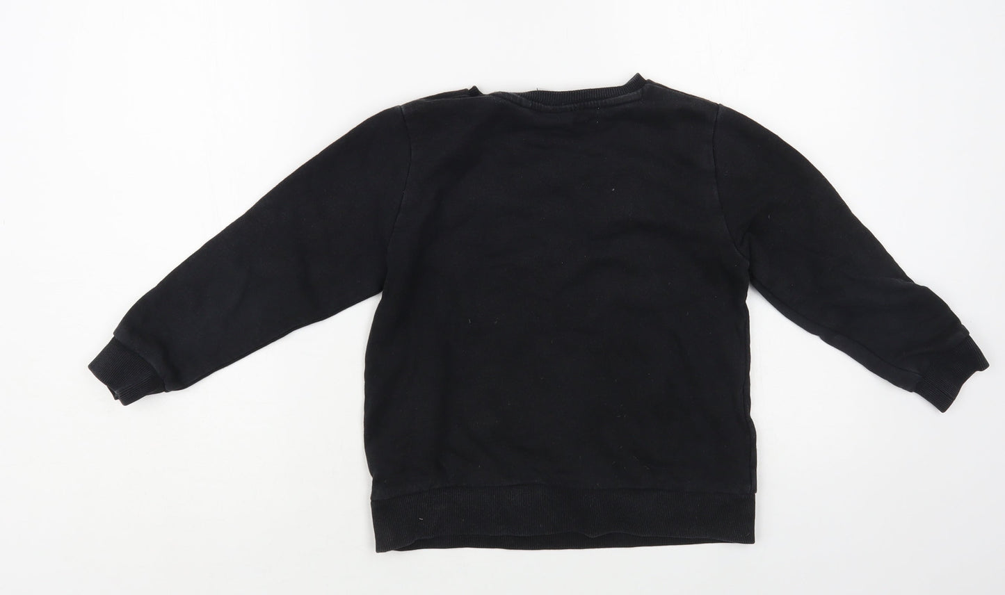 NEXT Girls Black Cotton Pullover Sweatshirt Size 7 Years Pullover - Marvel