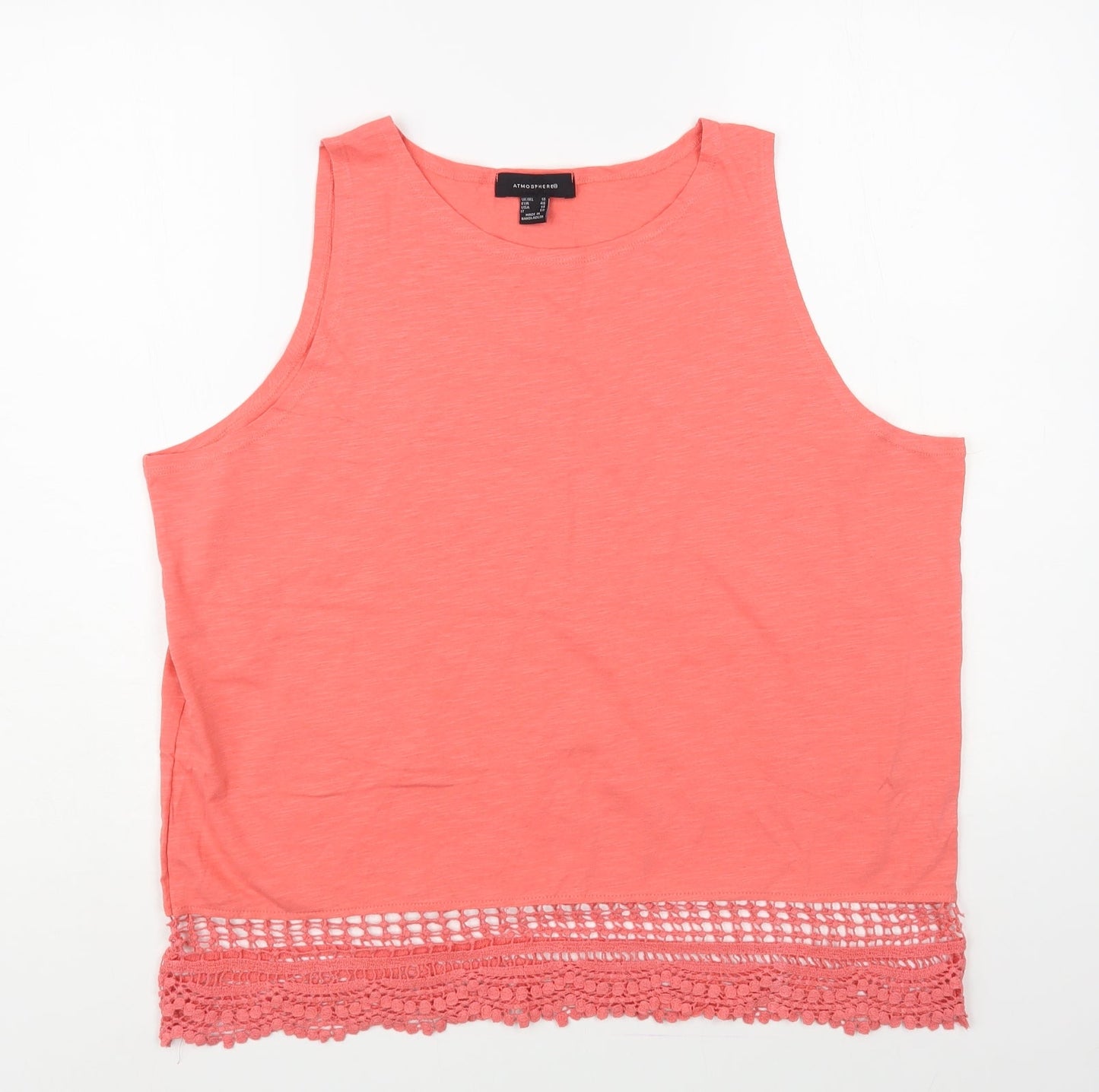 Atmosphere Womens Pink Cotton Basic Tank Size 18 Boat Neck