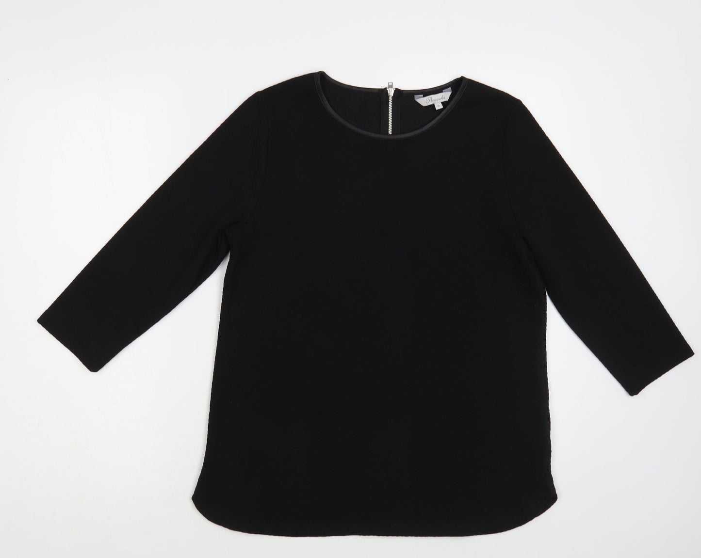 Peacocks Womens Black Polyester Basic Blouse Size 10 Boat Neck