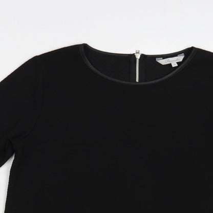 Peacocks Womens Black Polyester Basic Blouse Size 10 Boat Neck