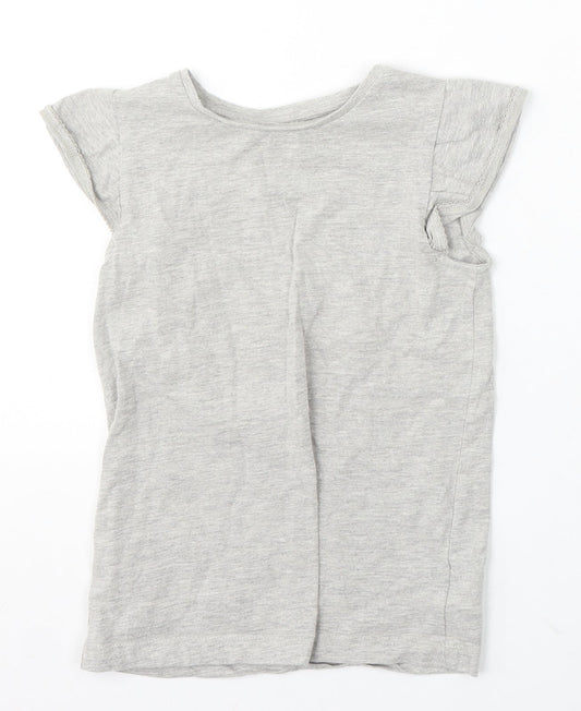 M Girls Grey Cotton Basic T-Shirt Size 8 Years Round Neck