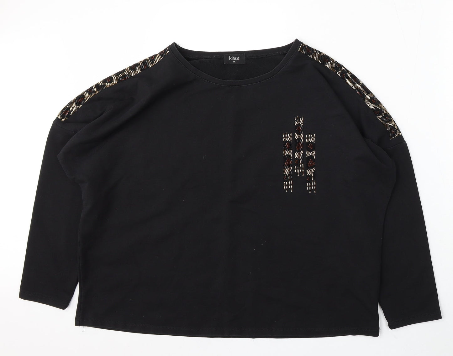 Klass Womens Black Polyester Pullover Sweatshirt Size XL