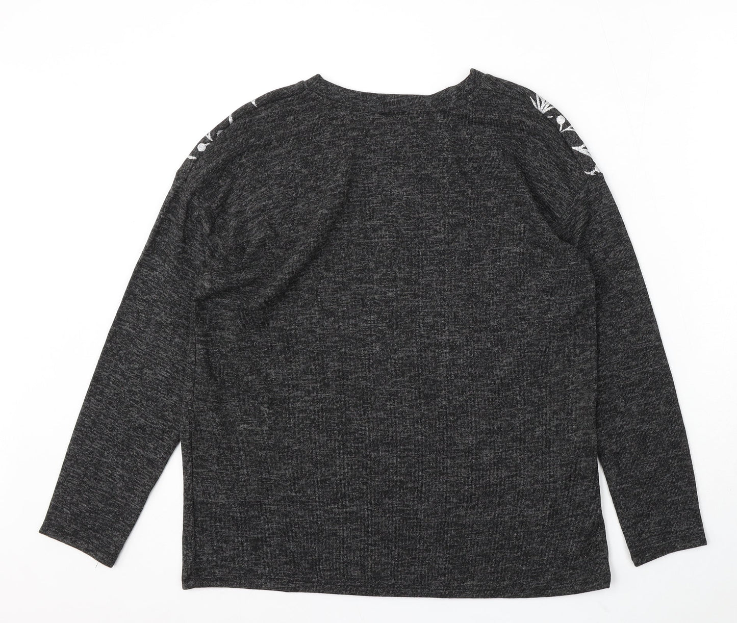 George Womens Grey Round Neck Geometric Polyester Pullover Jumper Size M