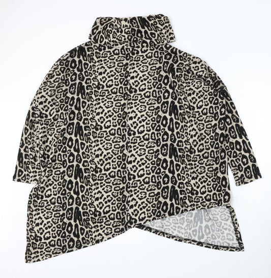 New Look Womens Multicoloured Roll Neck Animal Print Polyester Pullover Jumper Size M