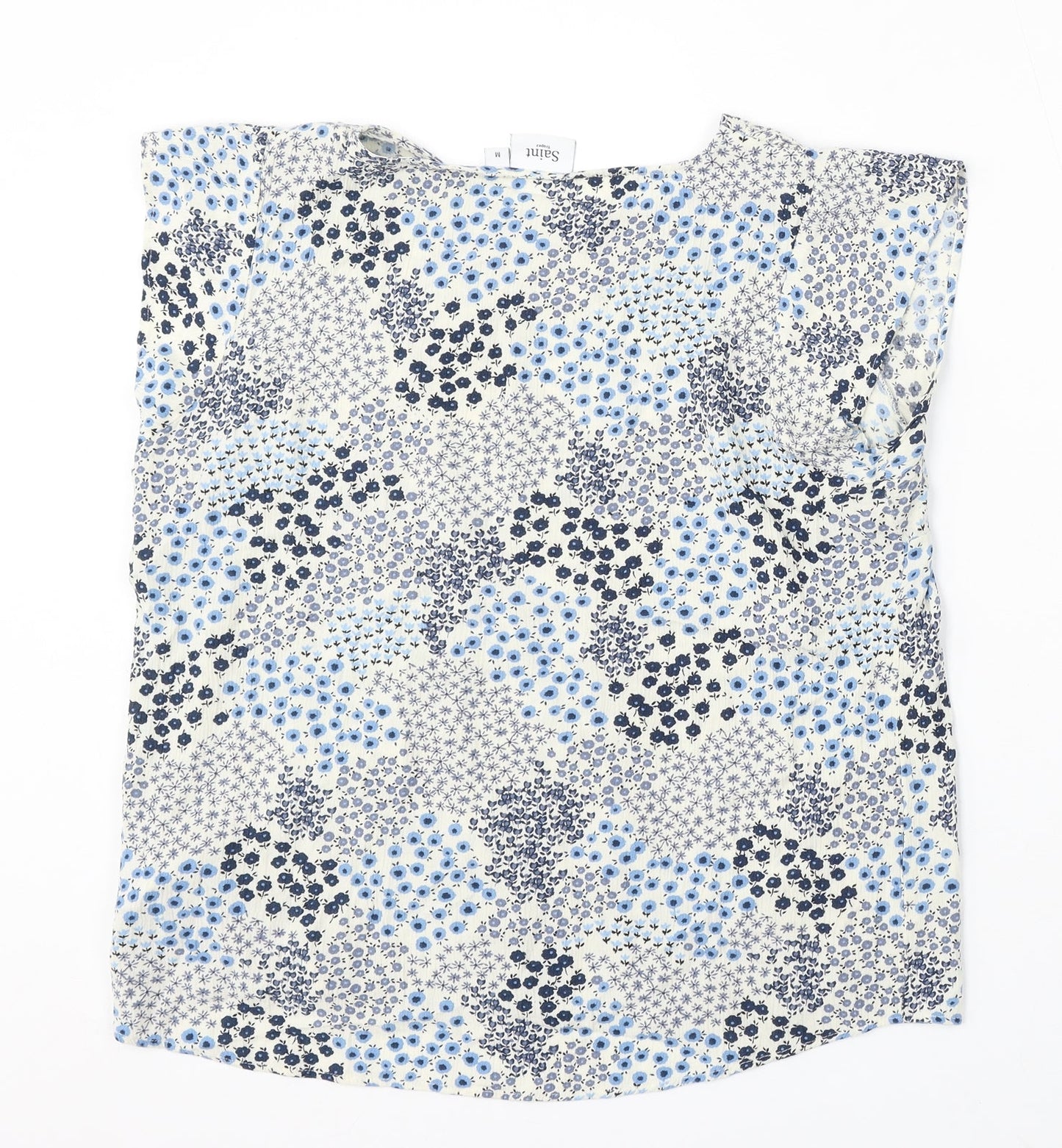 Saint Tropez Clothing Womens Multicoloured Geometric Viscose Basic Blouse Size M Round Neck