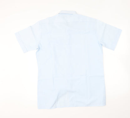 St Michael Mens Blue Polyester Button-Up Size 15.5 Collared