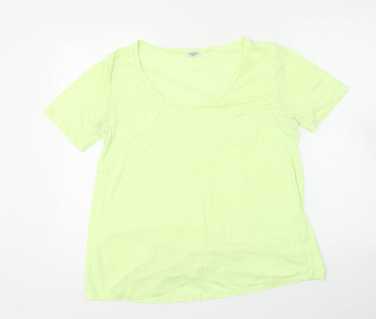 River Island Womens Yellow Cotton Basic T-Shirt Size 14 Scoop Neck