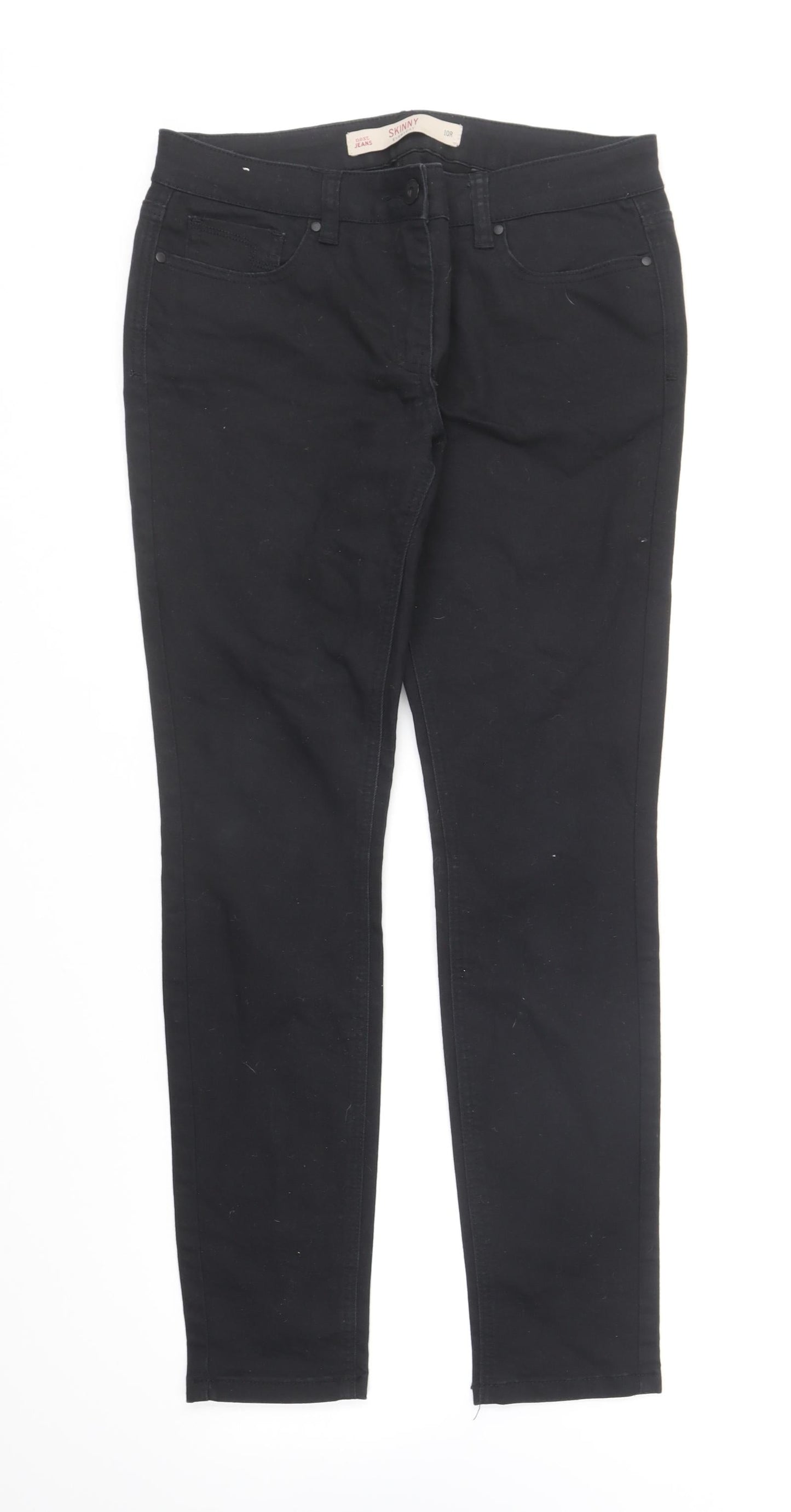 NEXT Womens Black Cotton Skinny Jeans Size 10 L28 in Regular