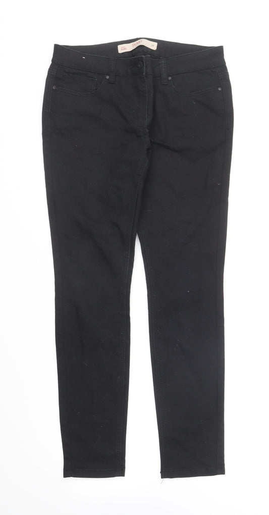 NEXT Womens Black Cotton Skinny Jeans Size 10 L28 in Regular