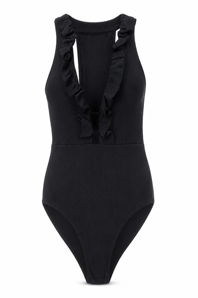 Topshop Womens Black Polyamide Bodysuit One-Piece Size 6