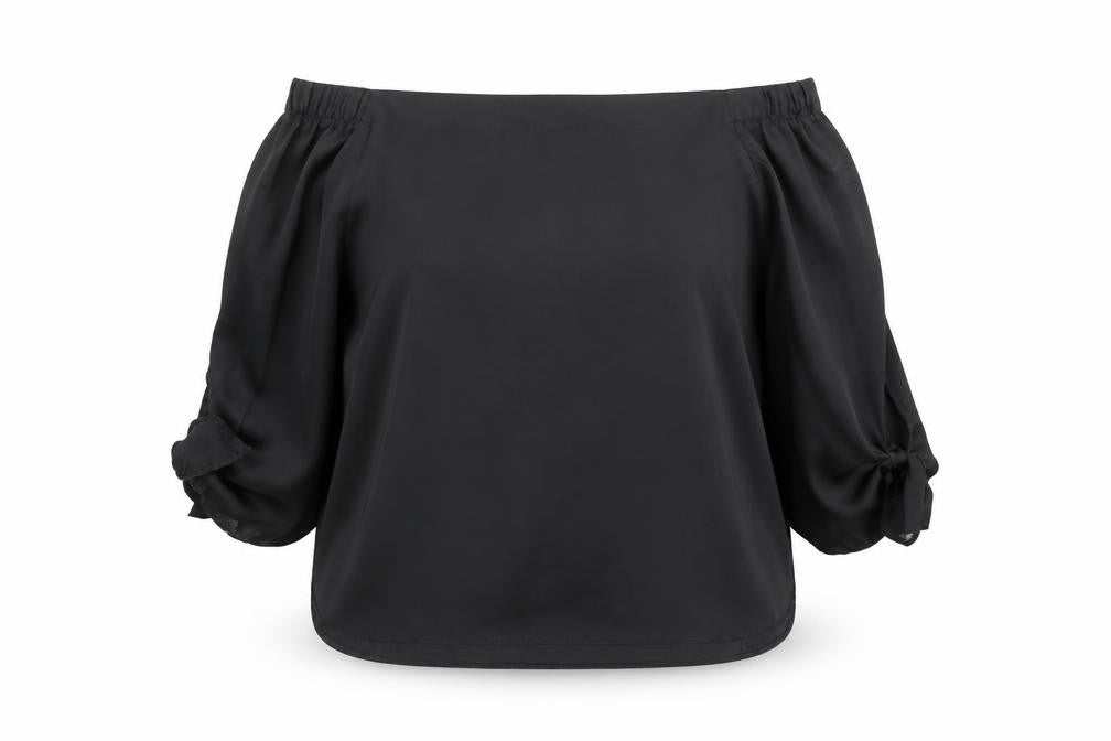 New Look Womens Black Polyester Basic Blouse Size 10 Off the Shoulder