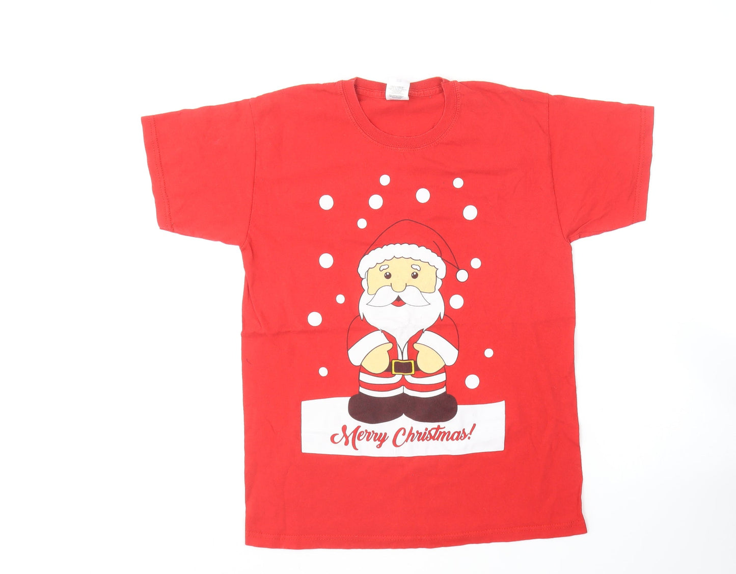 Fruit of the Loom Womens Red Cotton Basic T-Shirt Size S Round Neck - Christmas Santa