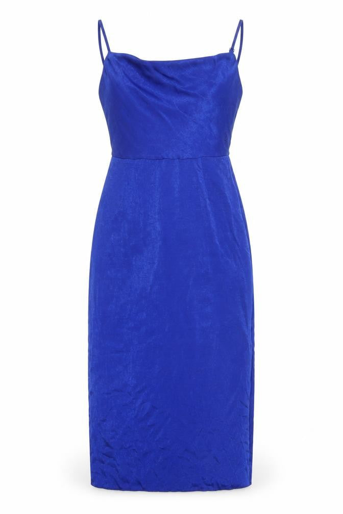 Primark Womens Blue Polyester Slip Dress Size 4 Square Neck