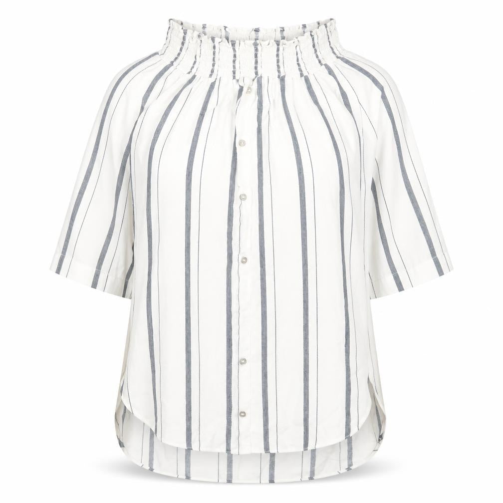 River Island Womens Ivory Striped Viscose Basic Blouse Size 6 Off the Shoulder
