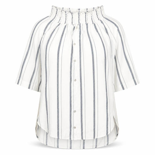 River Island Womens Ivory Striped Viscose Basic Blouse Size 6 Off the Shoulder