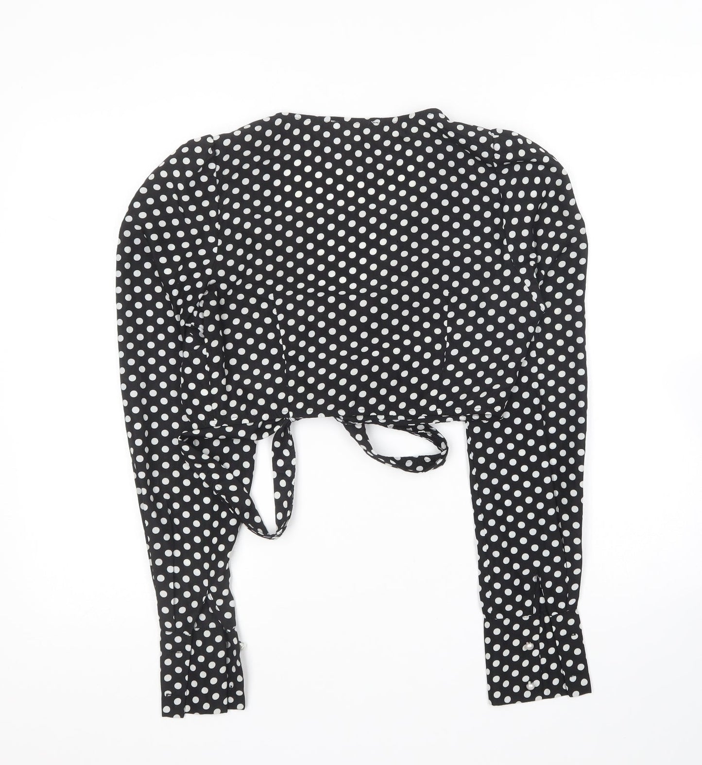 In the Style Womens Black Polka Dot Polyester Basic Blouse Size 6 V-Neck